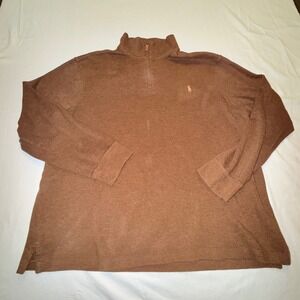 Polo Ralph Lauren Quarter Zip Mens XXL Brown Good Estate Rib Cotton Pullover